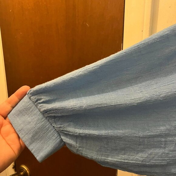 Size 4X - Lightweight Cornflower Blue Long Sleeve Button-Down - Picture 3 of 10